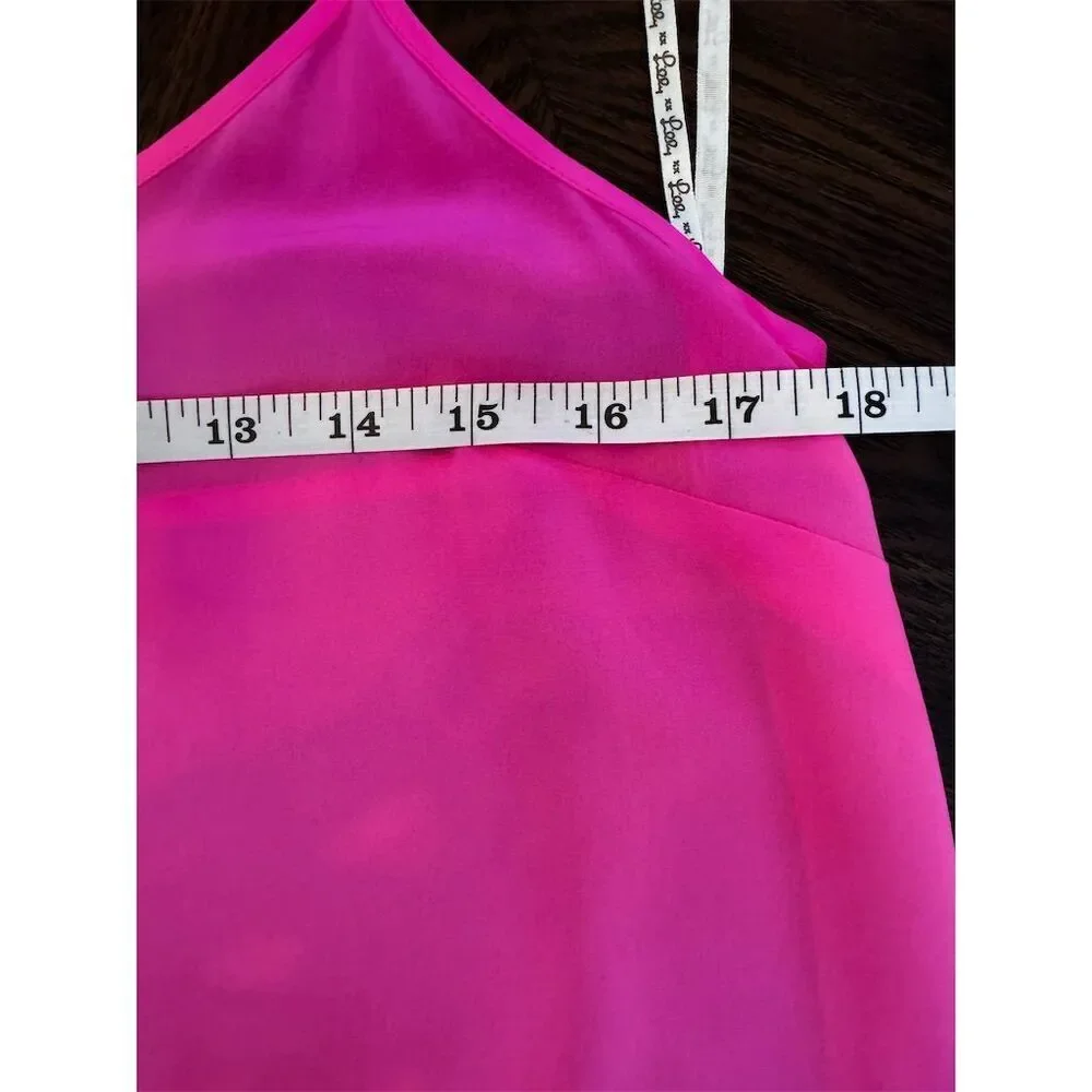 Lilly Pulitzer Women's Silk Tank Top‎ Pink with elegant back Detail Size M